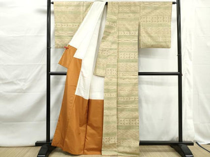 平和屋着物■上質な紬　横段幾何学文　正絹　逸品　DABJ5051qa