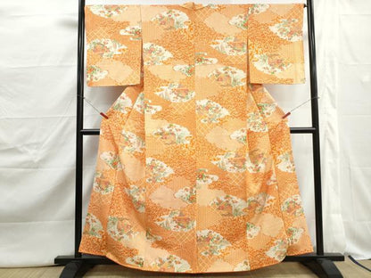 平和屋着物■上質な小紋　風景花文　正絹　逸品　DABJ5052qa