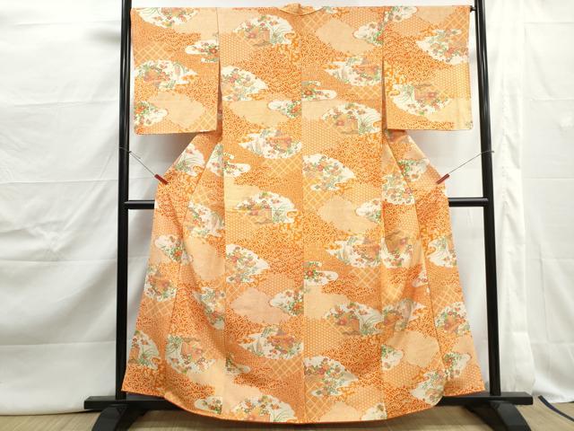 平和屋着物■上質な小紋　風景花文　正絹　逸品　DABJ5052qa