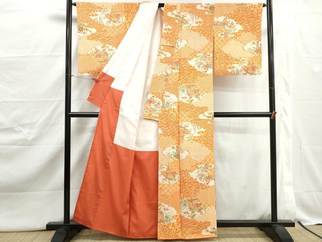 平和屋着物■上質な小紋　風景花文　正絹　逸品　DABJ5052qa