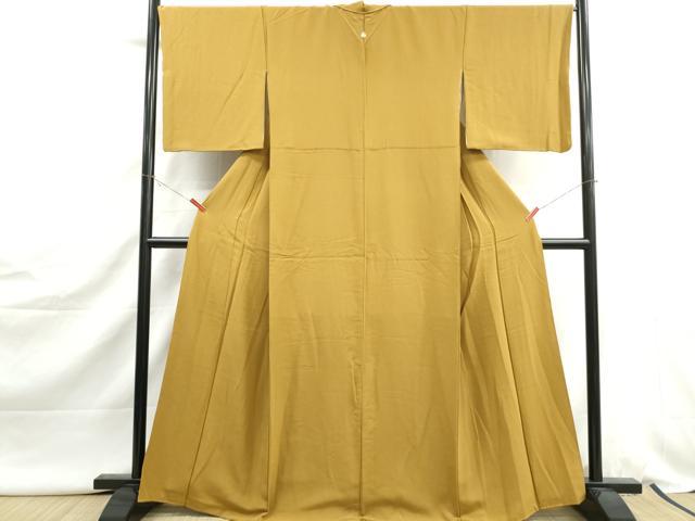 平和屋着物■上質な色無地　黄土色　正絹　逸品　DABJ5055qa