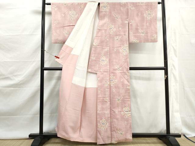 平和屋着物■上質な紬　花鳥文　正絹　逸品　DABJ5058qa
