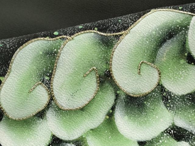 平和屋着物■豪華黒留袖　駒刺繍　霞立波文　銀彩　正絹　逸品　DABJ5059qa