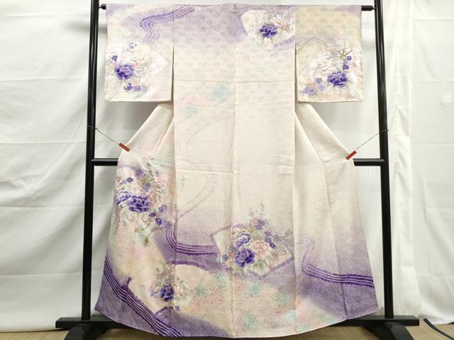 平和屋着物■訪問着　駒刺繍　絞り　花鼓文　暈し染め　金銀糸　正絹　逸品　DABJ5060qa