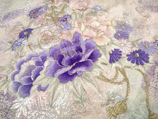 平和屋着物■訪問着　駒刺繍　絞り　花鼓文　暈し染め　金銀糸　正絹　逸品　DABJ5060qa