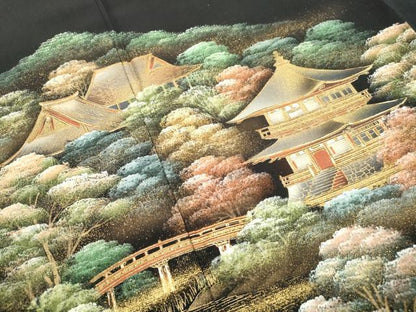 平和屋着物■豪華黒留袖　作家物　風景樹林文　金彩　正絹　逸品　DABJ5061qa