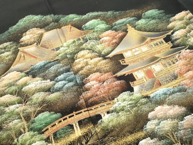 平和屋着物■豪華黒留袖　作家物　風景樹林文　金彩　正絹　逸品　DABJ5061qa