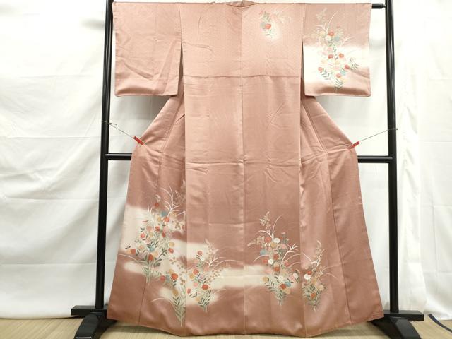 平和屋着物■訪問着　刺繍　草花文　暈し染め　金彩　正絹　逸品　DABJ5063qa