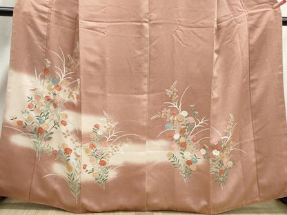 平和屋着物■訪問着　刺繍　草花文　暈し染め　金彩　正絹　逸品　DABJ5063qa
