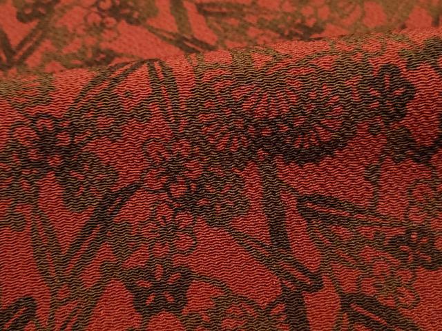 平和屋着物■上質な小紋　型染め　笹梅間道　鬼しぼ縮緬　正絹　逸品　DABJ5064qa
