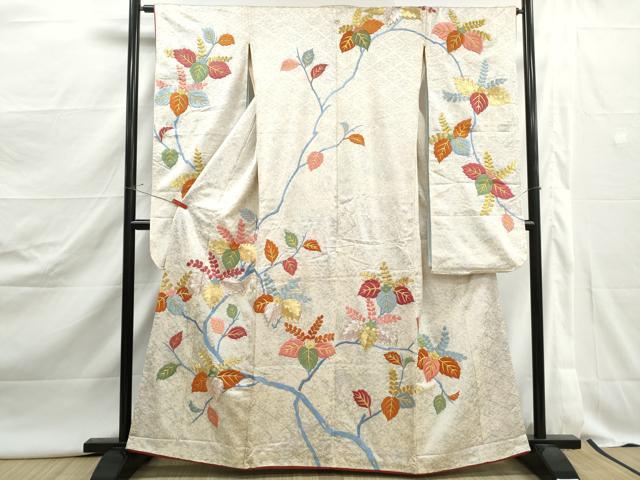 平和屋着物■豪華振袖　総刺繍　駒刺繍　枝葉文　桐　金銀糸　正絹　逸品　DABJ5065qa
