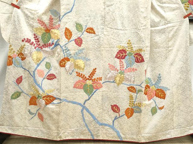 平和屋着物■豪華振袖　総刺繍　駒刺繍　枝葉文　桐　金銀糸　正絹　逸品　DABJ5065qa