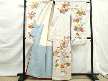 平和屋着物■豪華振袖　総刺繍　駒刺繍　枝葉文　桐　金銀糸　正絹　逸品　DABJ5065qa