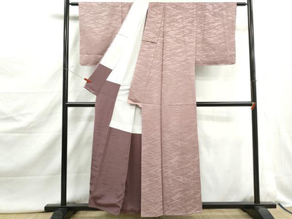 平和屋着物■上質な色無地　幾何学地紋　薄色　正絹　逸品　DABJ5066qa