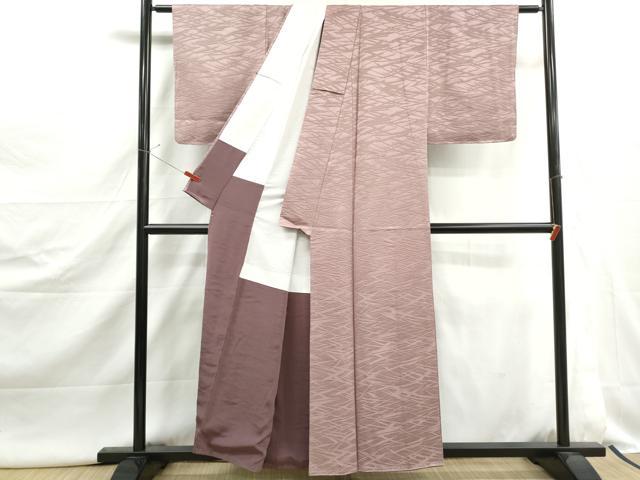 平和屋着物■上質な色無地　幾何学地紋　薄色　正絹　逸品　DABJ5066qa