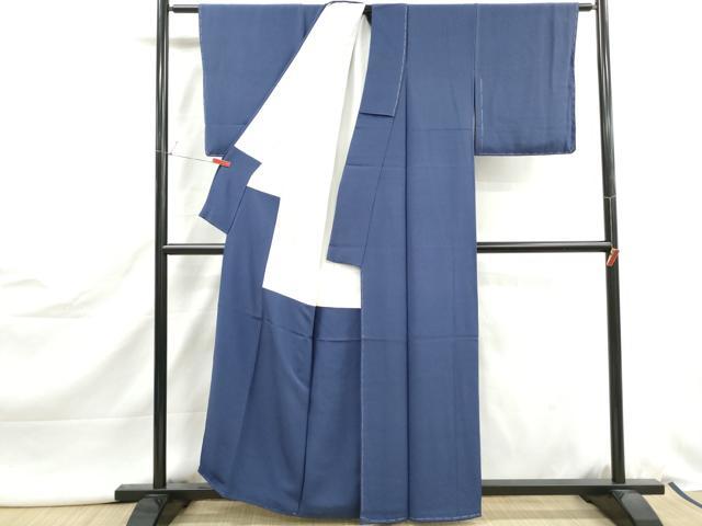 平和屋着物■上質な色無地　青藍色　正絹　逸品　DABJ5067qa