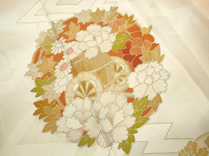 平和屋着物■訪問着　松皮菱花車文　暈し染め　金彩　正絹　逸品　DABJ5071qa