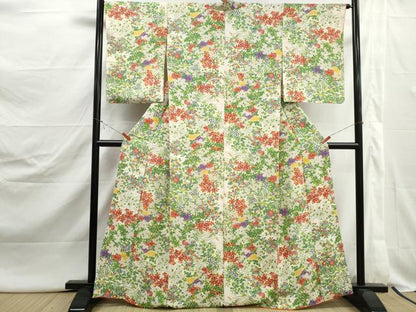 平和屋着物■上質な小紋　草花文　正絹　逸品　DABJ5073qa