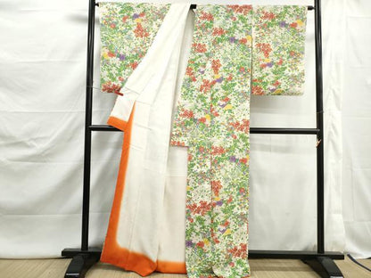 平和屋着物■上質な小紋　草花文　正絹　逸品　DABJ5073qa