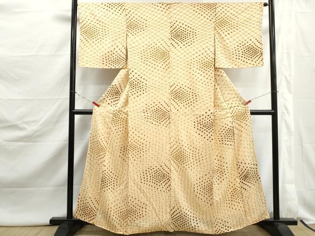 平和屋着物■上質な小紋　総絞り　鹿の子文　正絹　逸品　DABJ5076qa