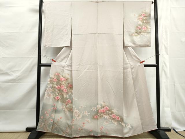 平和屋着物■訪問着　刺繍　枝椿文　暈し染め　銀彩　正絹　逸品　DABJ5078qa