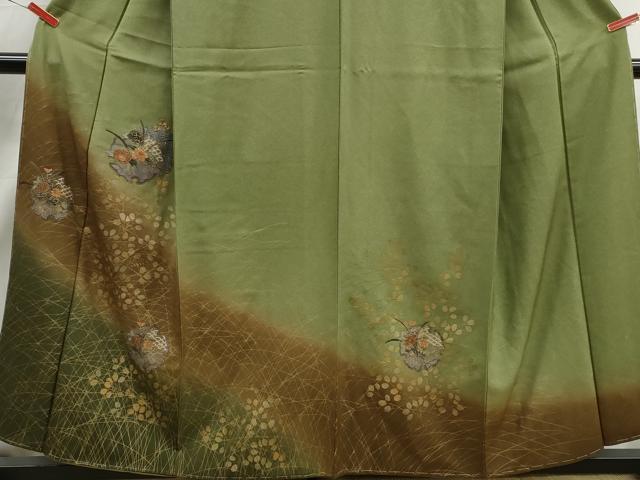 平和屋着物■中国三大刺繍　スワトウ刺繍　汕頭刺繍　訪問着　雪輪草花文　暈し染め　金彩　正絹　逸品　DABJ5079qa