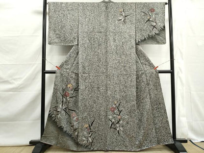 平和屋着物■訪問着　枝花文　たたき染め　金彩　正絹　逸品　DABJ5084qa