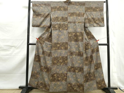 平和屋着物■上質な小紋　横段南天文　暈し染め　金彩　正絹　逸品　DABJ5090qa