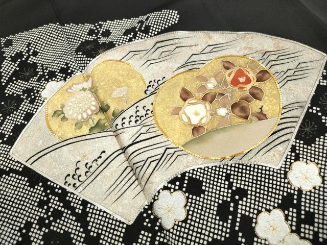 平和屋着物■豪華黒留袖　駒刺繍　地紙花文　金銀彩　正絹　逸品　DABJ5094qa