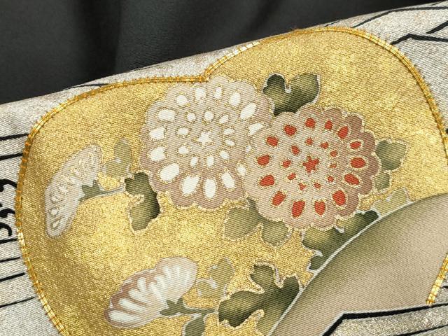 平和屋着物■豪華黒留袖　駒刺繍　地紙花文　金銀彩　正絹　逸品　DABJ5094qa