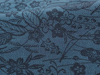 平和屋着物■本藍　型染め　小紋　立波舞花文　鬼しぼ縮緬　正絹　逸品　DABJ5099qa
