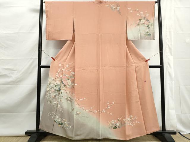 平和屋着物■訪問着　友禅　作家物　枝花文　牡丹　暈し染め　正絹　逸品　DABJ5101qa