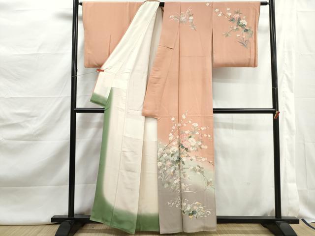 平和屋着物■訪問着　友禅　作家物　枝花文　牡丹　暈し染め　正絹　逸品　DABJ5101qa