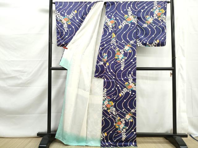 平和屋着物■上質な小紋　絞り　流水椿文　正絹　逸品　DABJ5104qa