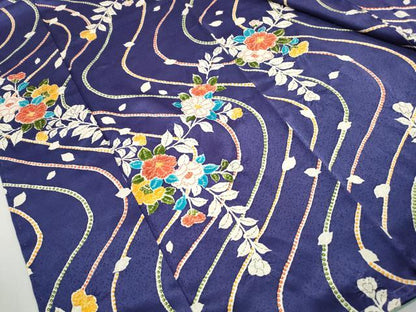 平和屋着物■上質な小紋　絞り　流水椿文　正絹　逸品　DABJ5104qa
