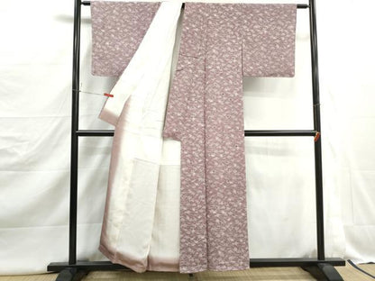 平和屋着物■上質な小紋　型染め　扇面花松文　正絹　逸品　DABJ5109qa