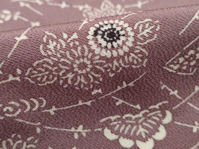平和屋着物■上質な小紋　型染め　扇面花松文　正絹　逸品　DABJ5109qa