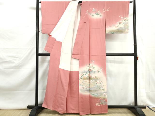 平和屋着物■訪問着　流水花鳥文　暈し染め　金彩　正絹　逸品　DABJ5112qa