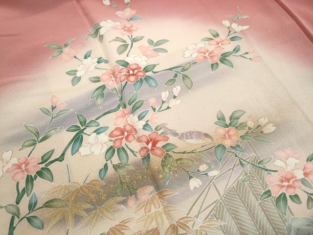 平和屋着物■訪問着　流水花鳥文　暈し染め　金彩　正絹　逸品　DABJ5112qa