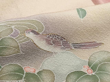 平和屋着物■訪問着　流水花鳥文　暈し染め　金彩　正絹　逸品　DABJ5112qa