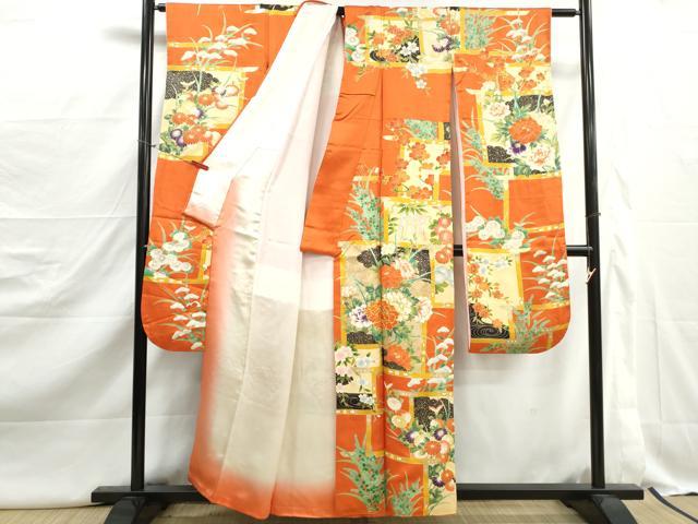 平和屋着物■豪華振袖　駒刺繍　几帳花文　牡丹　金彩　正絹　逸品　DABJ5114qa