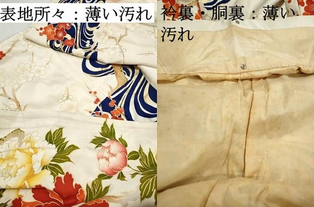 平和屋着物■豪華振袖　駒刺繍　流水枝梅花文　牡丹　金彩　正絹　逸品　DABJ5117qa