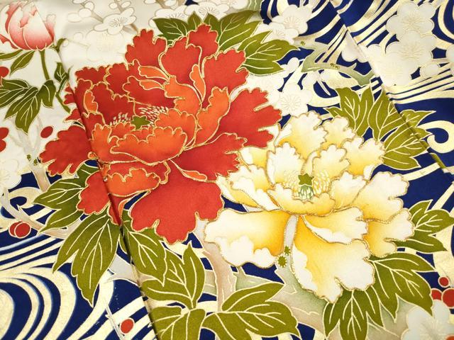 平和屋着物■豪華振袖　駒刺繍　流水枝梅花文　牡丹　金彩　正絹　逸品　DABJ5117qa