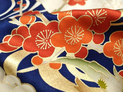 平和屋着物■豪華振袖　駒刺繍　流水枝梅花文　牡丹　金彩　正絹　逸品　DABJ5117qa