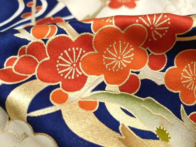平和屋着物■豪華振袖　駒刺繍　流水枝梅花文　牡丹　金彩　正絹　逸品　DABJ5117qa