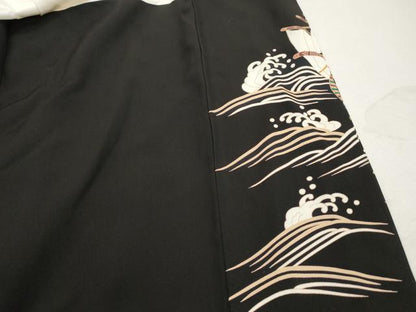 平和屋着物■豪華黒留袖　作家物　立波花鳥文　船　金彩　正絹　逸品　DABJ5118qa