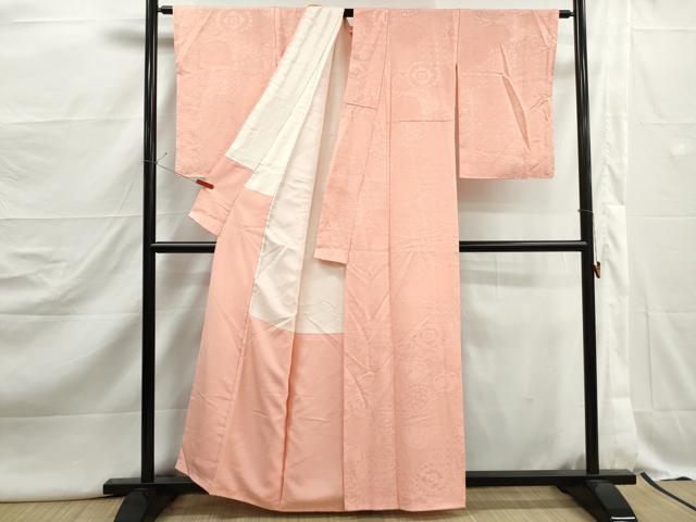 平和屋着物■上質な色無地　花鳥地紋　宍色　正絹　逸品　DABJ5119qa