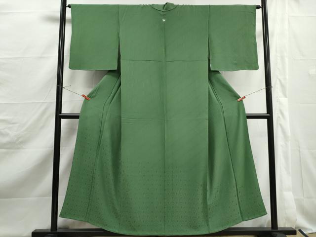 平和屋着物■無地絵羽訪問着　青海波地紋　老竹色　正絹　逸品　DABJ5125qa
