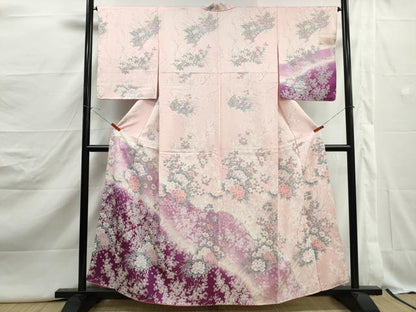 平和屋着物■訪問着　草花文　牡丹　暈し染め　金彩　やまと誂製　正絹　逸品　DABJ5126qa