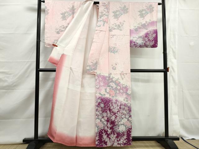 平和屋着物■訪問着　草花文　牡丹　暈し染め　金彩　やまと誂製　正絹　逸品　DABJ5126qa